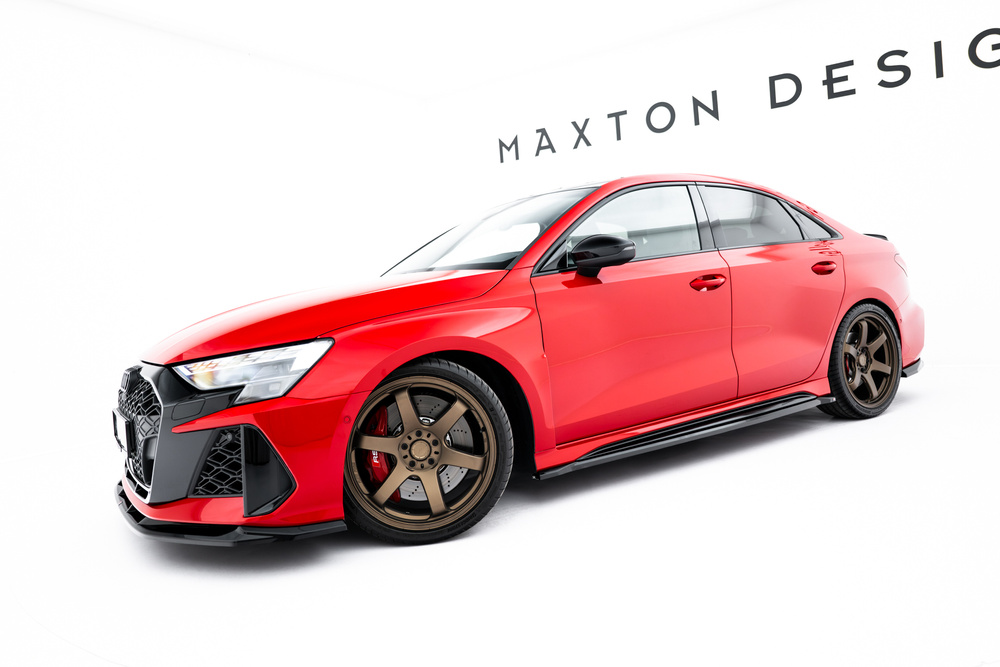 Zijskirts Audi RS3 Limousine 8Y Facelift Maxton Glans Zwart