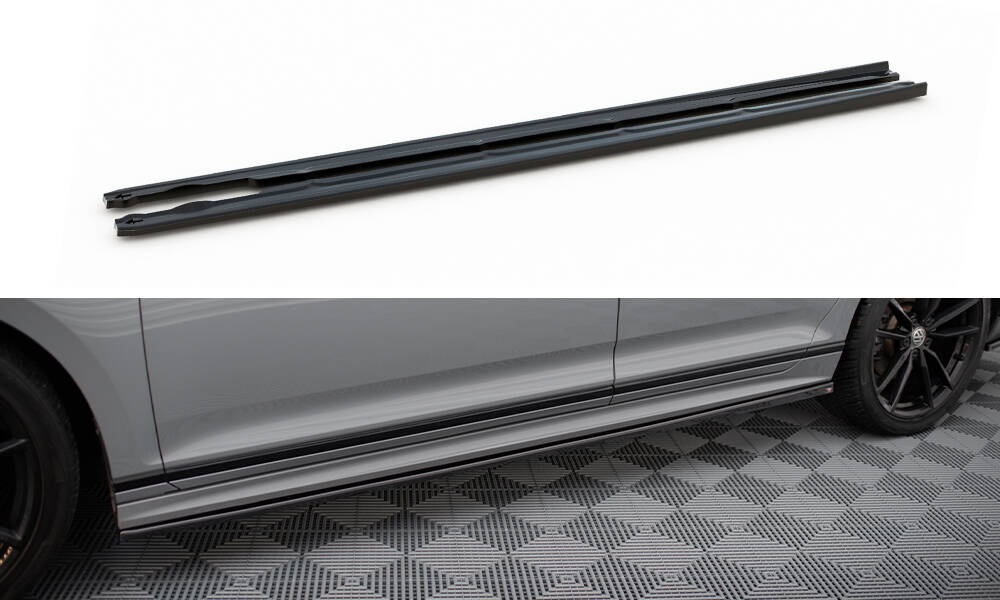 Zijskirts Volkswagen Passat R-Line B8 FL Glans Zwart Maxton