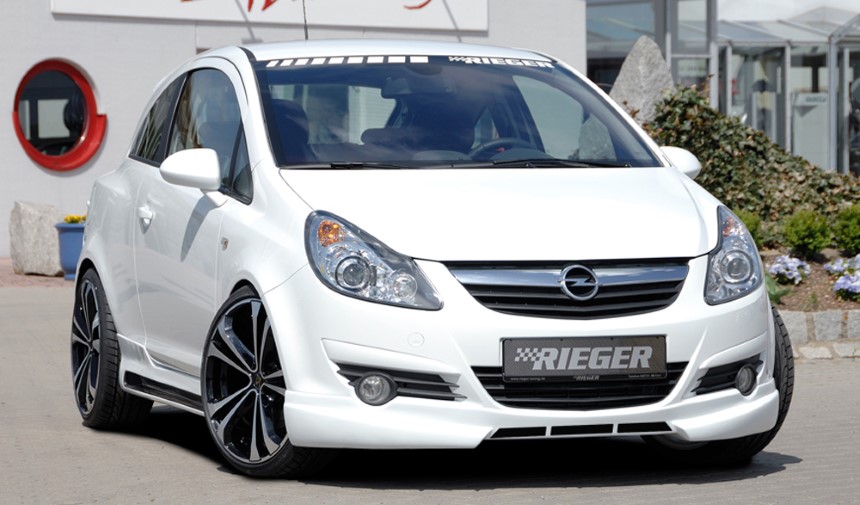 Voorspoiler lip Opel Corsa D Rieger met extra zijribben