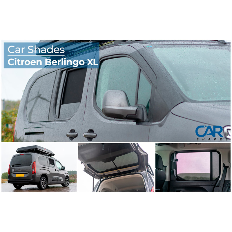 Set Car Shades  Citroen Berlingo XL / Peugeot Rifter / Opel Combo Life / Toyota Proace City 2018- (enkel met achterklep met vaste achterruit) (6-delig)