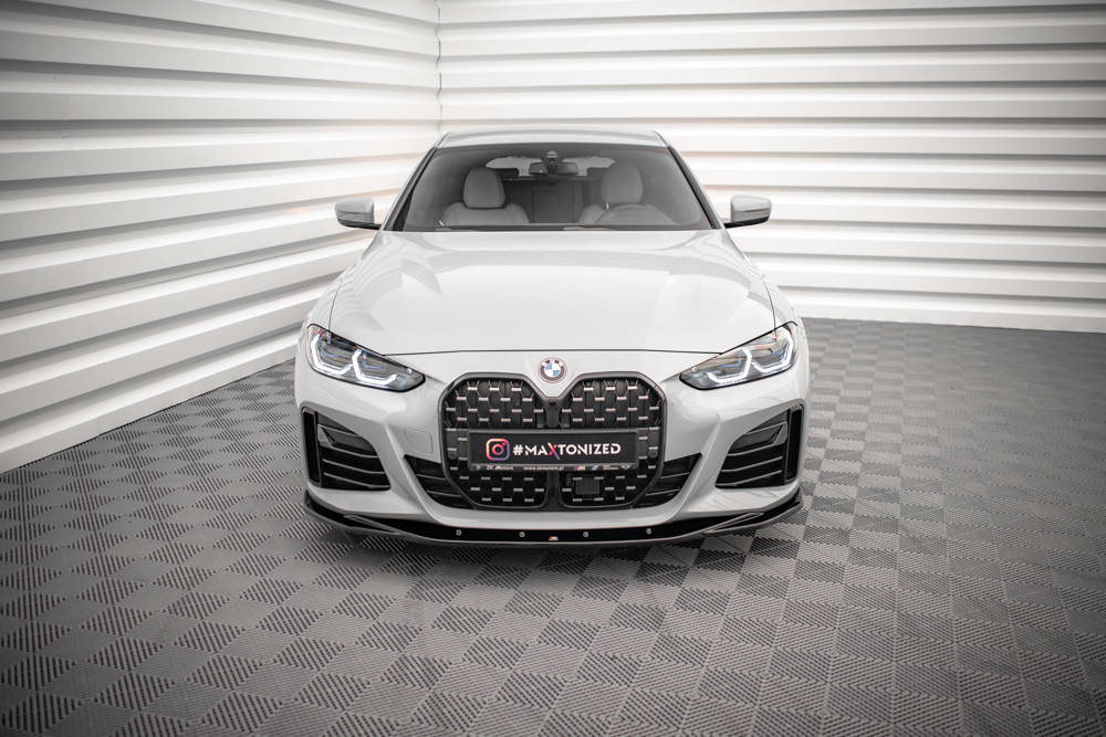 Voorspoiler V.3 BMW 4 Serie & i4 Gran Coupe M Pakket G26 Maxton Glans Zwart
