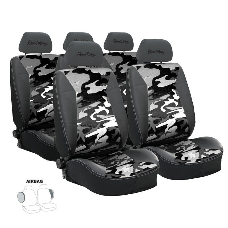 Simoni Racing Stoelhoezenset Type G - Wit Camo/Black- Complete set 11-delig