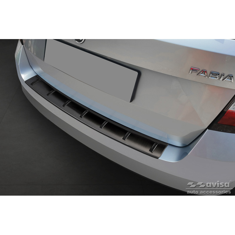 Zwart RVS Achterbumperprotector  Skoda Fabia III Combi 2014-2018 'STRONG EDITION'