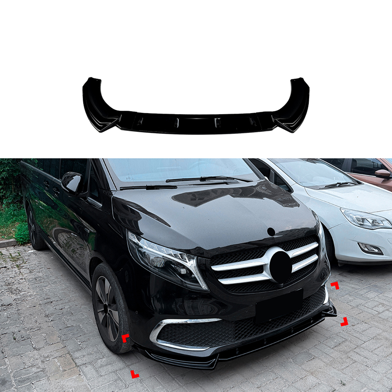 Voorspoilerlip  Mercedes V-Klasse (W447) SE 2019-2023 (Glanzend Zwart ABS)