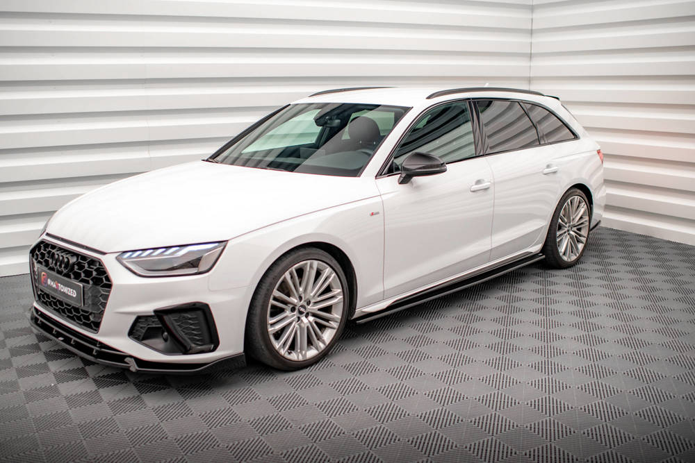 Zijskirts Audi S4 / A4 S-Line B9 Maxton Glanzend Zwart