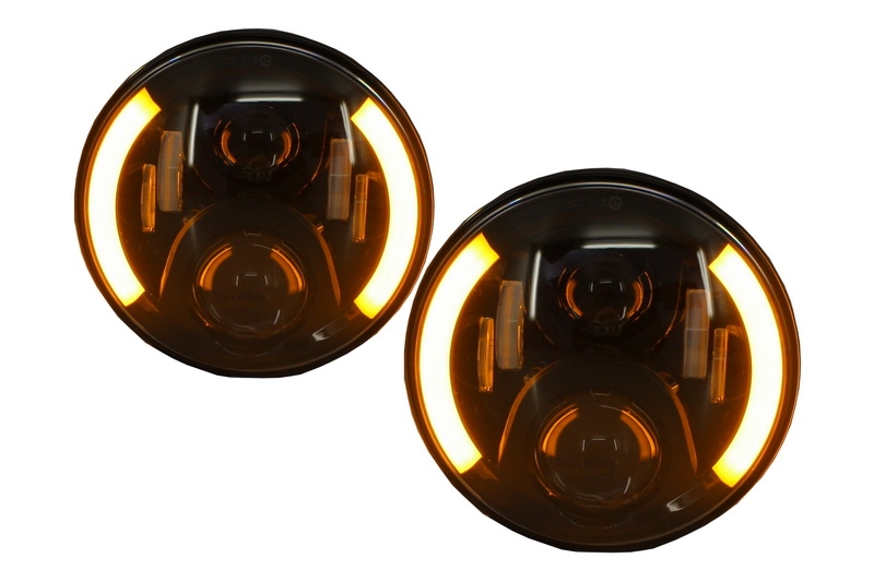 Koplampen JEEP Wrangler JK (2007-2017) VW Golf I / II / Kafer / Defender LED CREE Zwart
