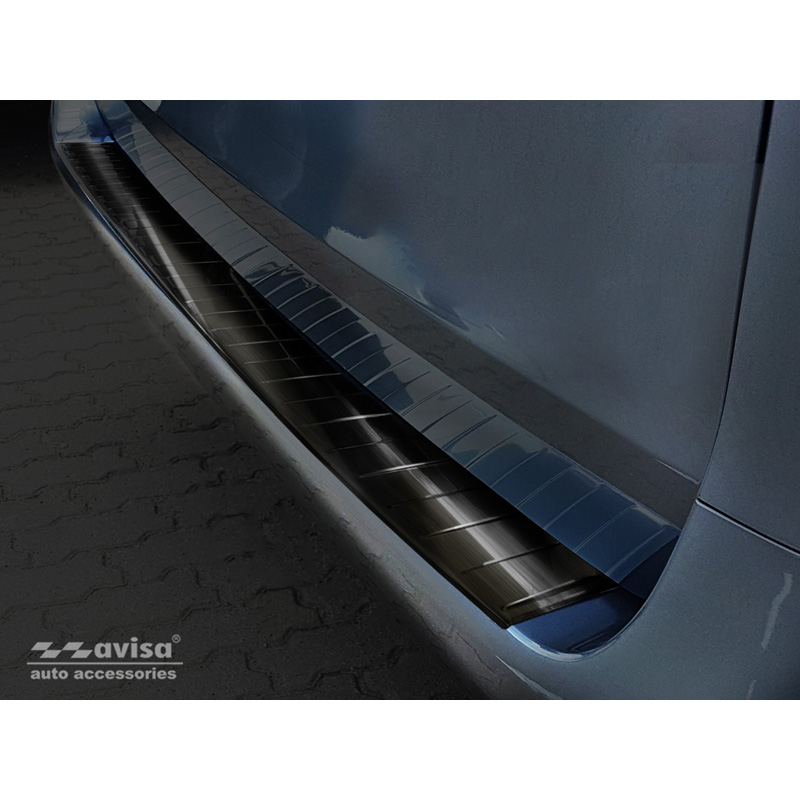 Zwart RVS Achterbumperprotector  Mercedes Vito / V-Klasse 2014-2019 & Facelift 2019- 'Ribs' (Lange versie)