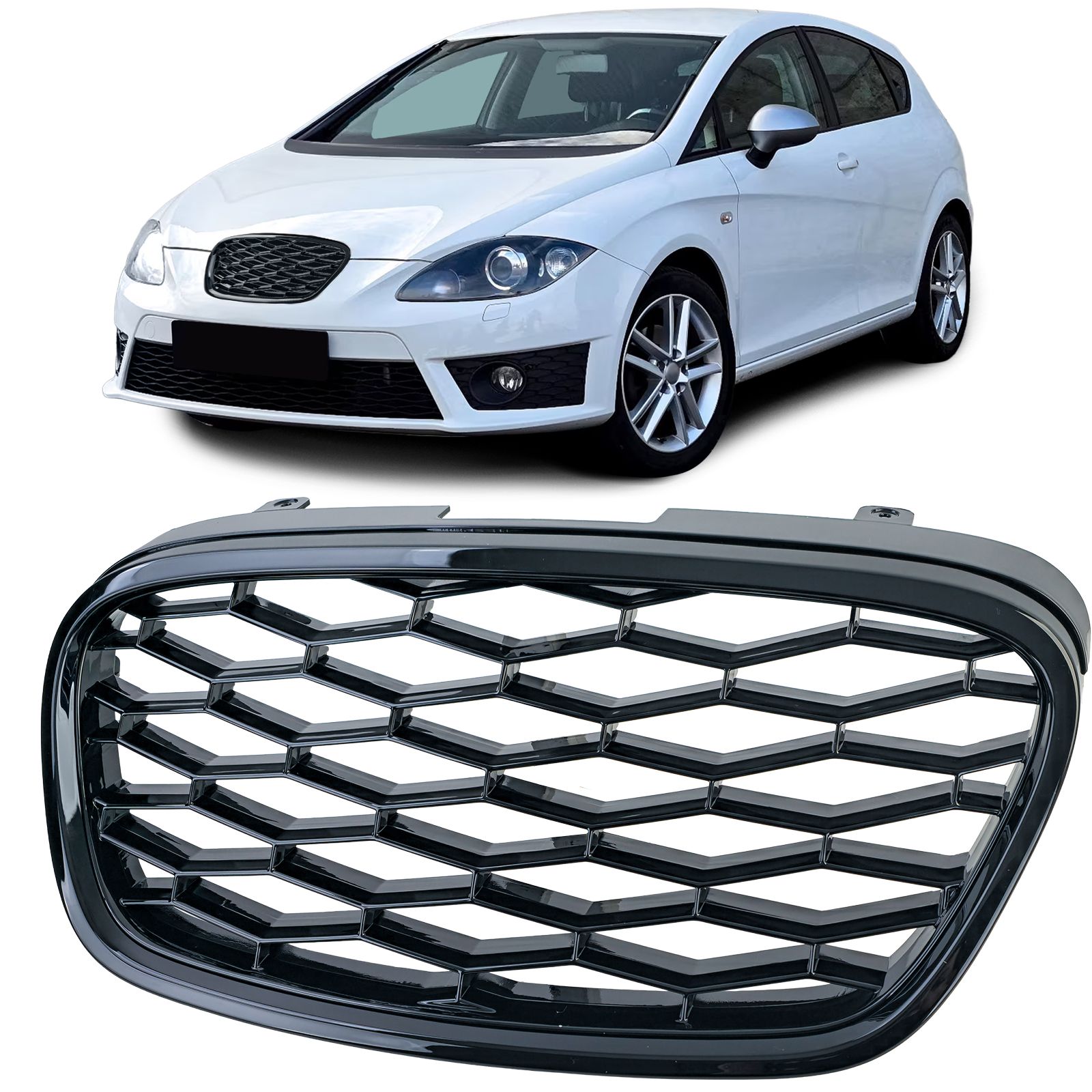 Grill Seat Leon 1P1 FR Facelift 2009-2012 Glanzend zwart