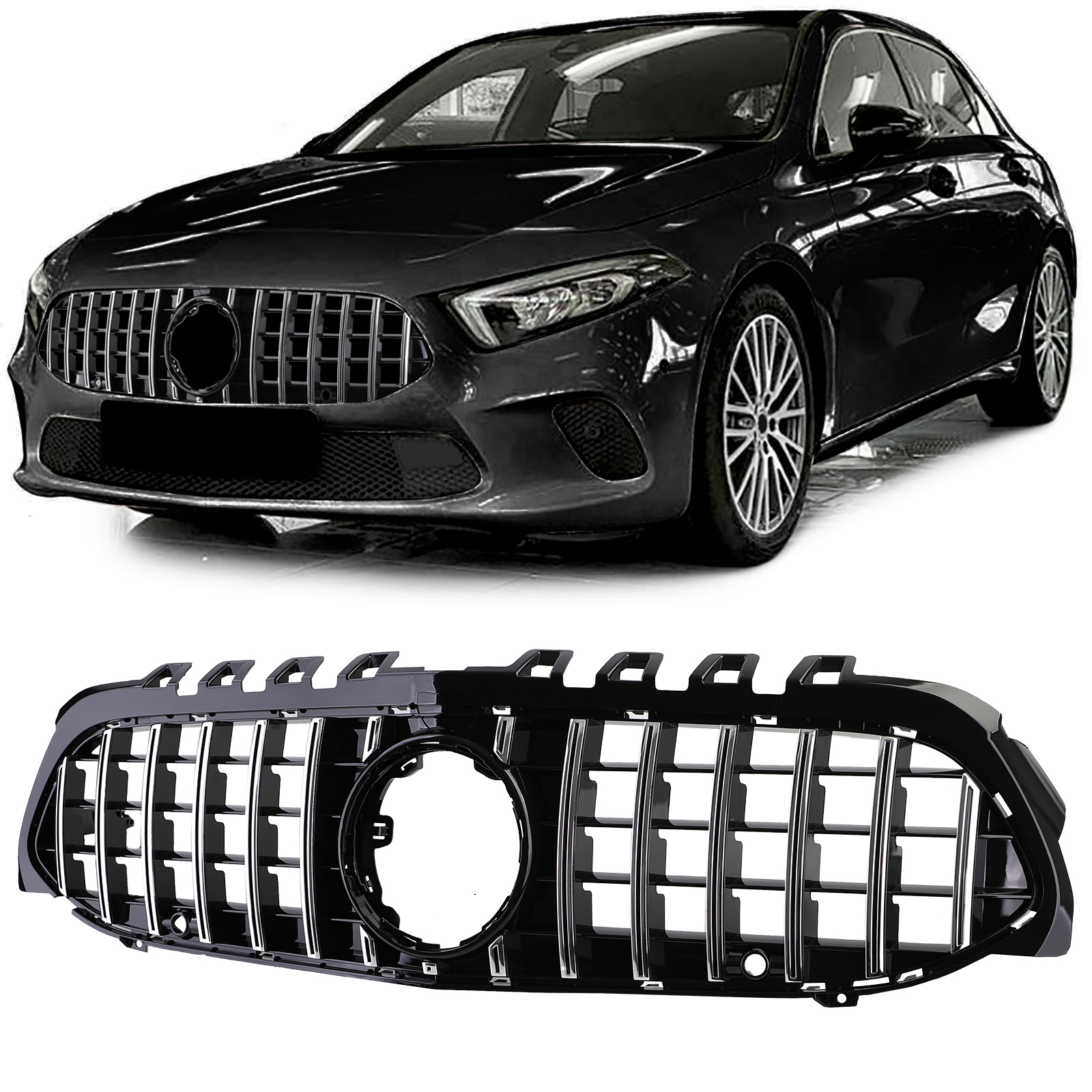 Grill Mercedes A klasse W177 / V177 GT-Look Zwart/Chroom
