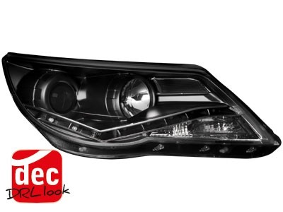 Koplampen VW Tiguan 07-11 DRL look zwart