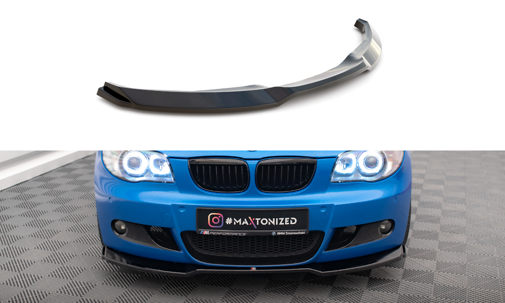 Voorspoiler V.1 BMW 1 Serie M Pakket E87 Maxton Glans Zwart