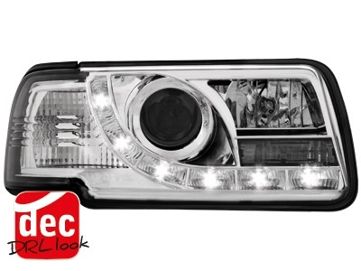 Koplampen Audi 80 B4 91-94 Devil Eyes DRL look chroom