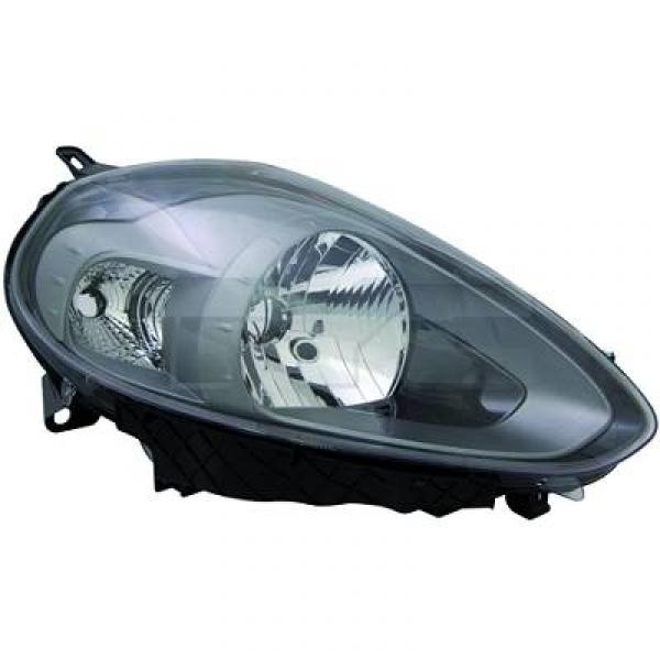 Koplamp links PUNTO EVO, 09->> ZWART H4/P21W+STELMOTOR TYC