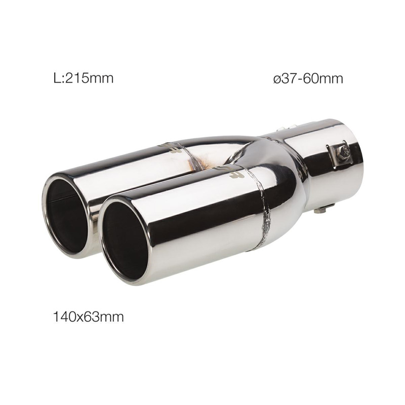 Simoni Racing Uitlaatsierstuk Dubbel Rond RVS - Ø63xL220mm - Montage ->60mm