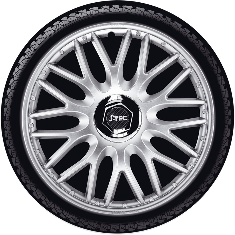 4-Delige J-Tec Wieldoppenset Orden R 16-inch zilver + chroom ring