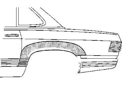 spatbordrand, SL, rechts Mercedes W107, 1971-1989