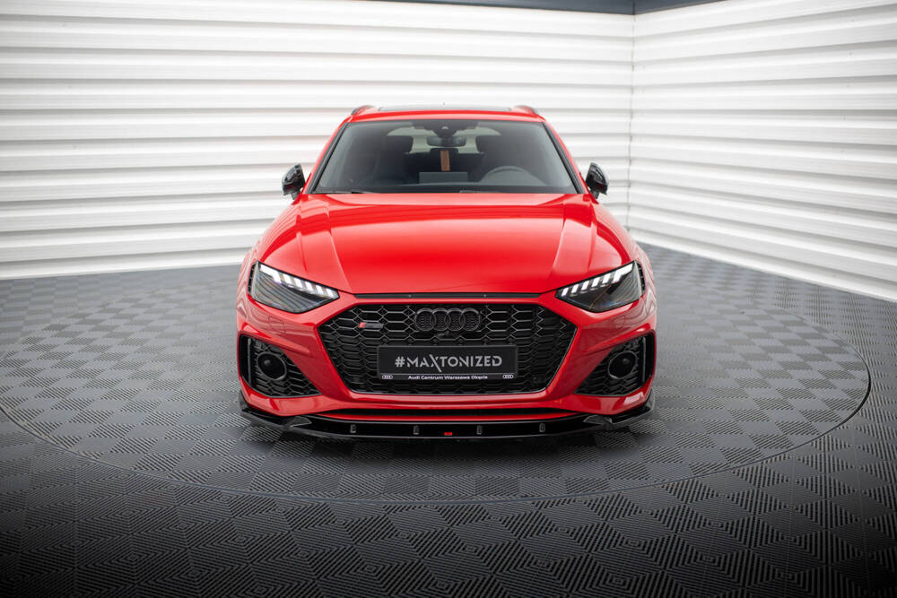 Voorspoiler V.2 Audi RS4 B9 FL Maxton Glans Zwart