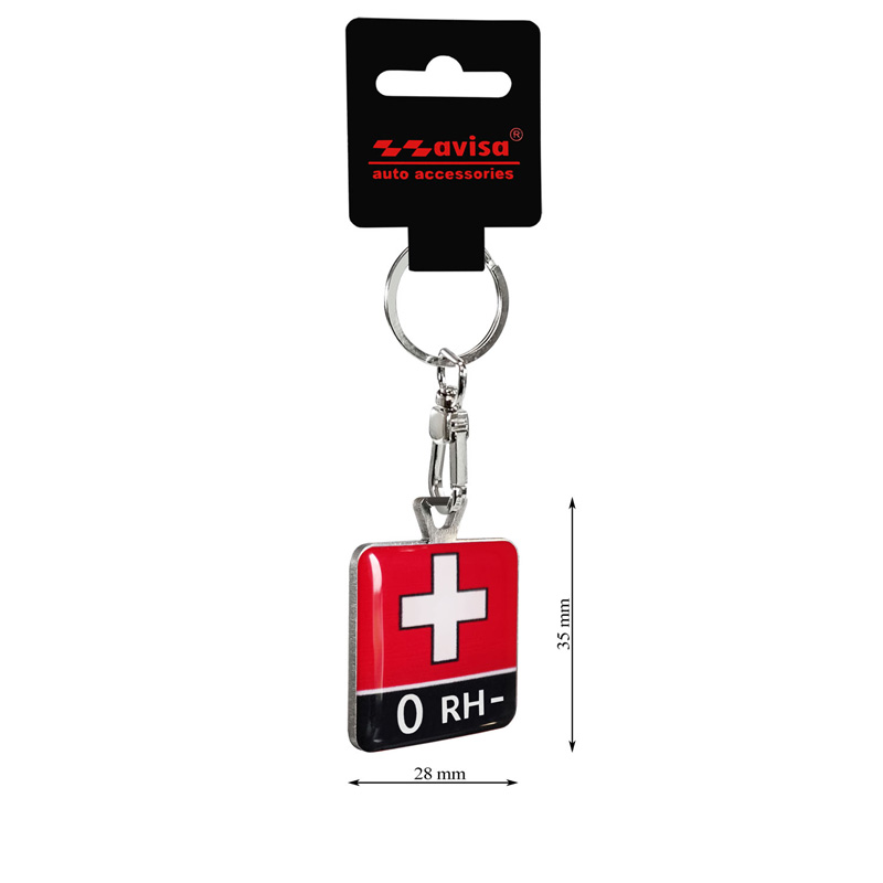 RVS sleutelhanger - 'Blood Type' 0 RH-