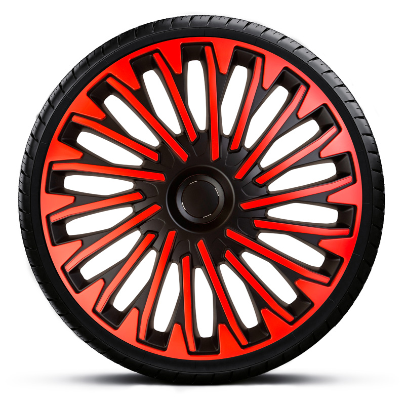 4-Delige Wieldoppenset Soho 14-inch zwart/rood