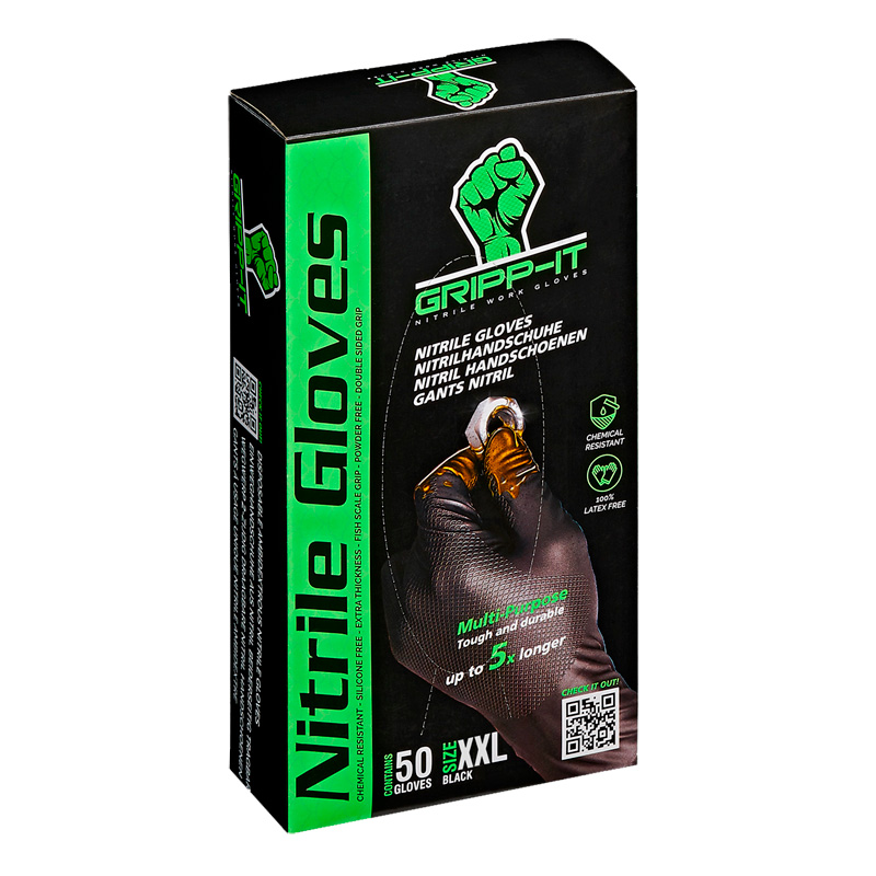 Gripp-It nitril handschoenen - maat XXL - Zwart - dispenserdoos à 50 stuks
