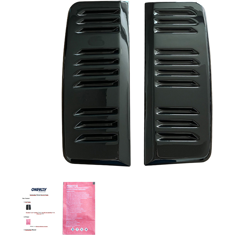 Oneway Set luchtinlaten (zijkant)  Volkswagen Transporter T5.1/T6/T6.1 2010-2022 (Lange wielbasis) - Versie 2 - Glanzend zwart