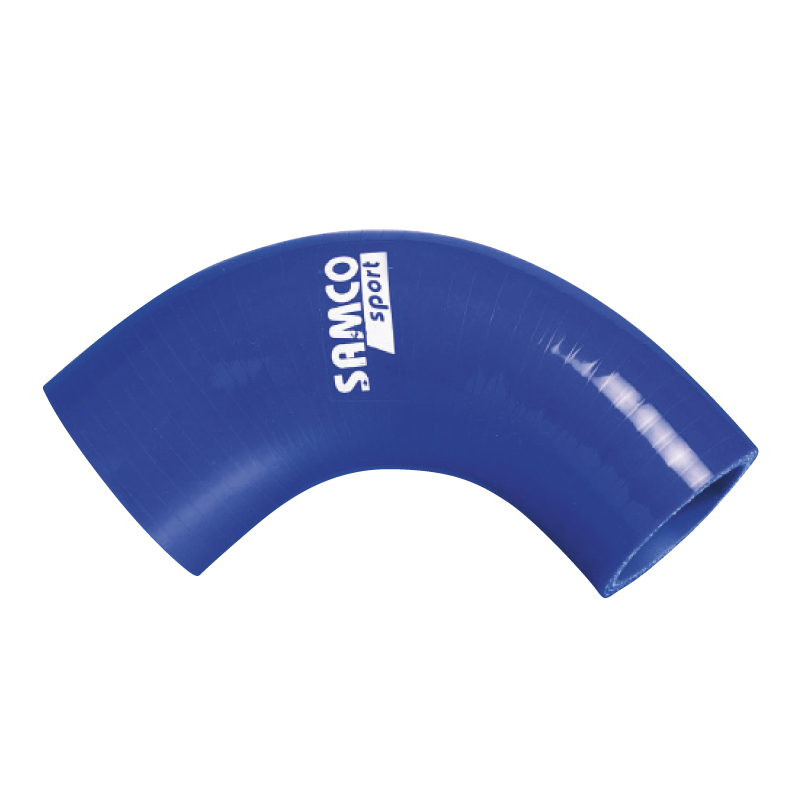 Samco 90 graden bocht verloopstuk blauw - Lengte 125mm - Ø76>63mm