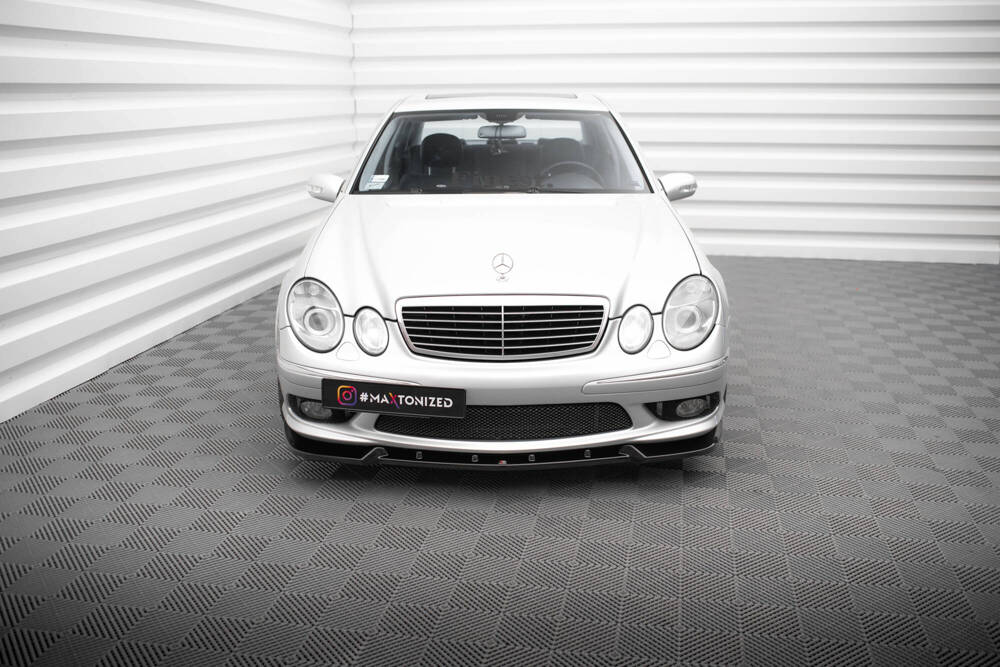 Voorspoiler Mercedes E55 AMG W211 Maxton Glans Zwart