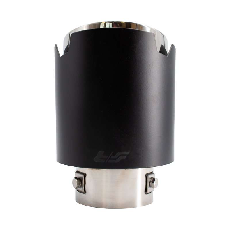 Simoni Racing Uitlaatsierstuk Rond/Schuin Matzwart+RVS - Ø116xL170mm - Montage 42-74mm