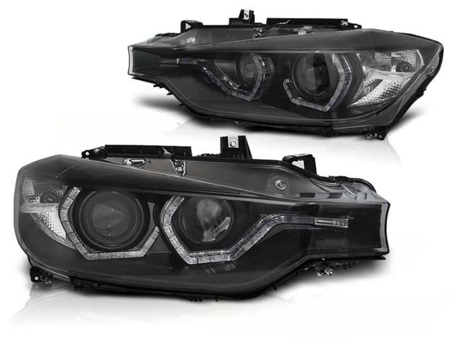 Koplampen BMW 3-Serie F30/F31 LCI Angel Eyes LED DRL Zwart