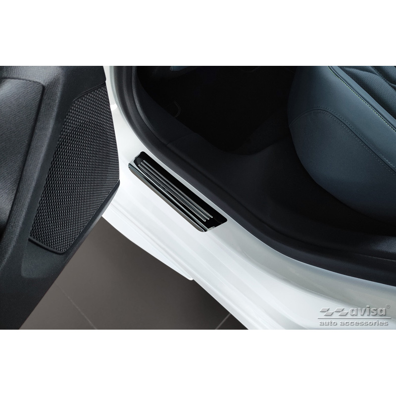 Zwart RVS Instaplijsten  Peugeot 308 III HB & SW 2021- 'Hybrid' - 4-delig