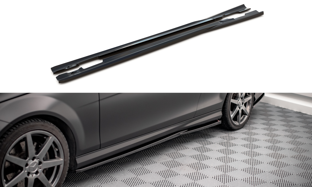 Zijskirts Mercedes C Klasse Coupe AMG Pakket W204 Maxton Glans Zwart