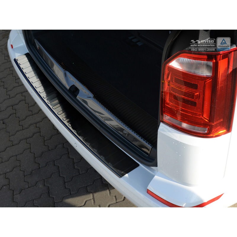 Zwart RVS Achterbumperprotector  Volkswagen Transporter T6 2015-2019 & FL 2019-2020 & T6.1 2020-2022 (met achterklep) 'Ribs'