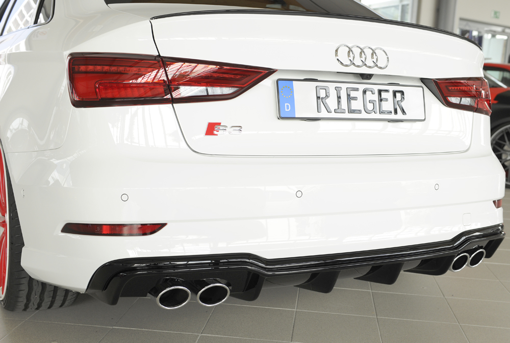 Achteraanzet Audi A3 S-Line S3 Sedan 8V Facelift Glanzend zwart Rieger