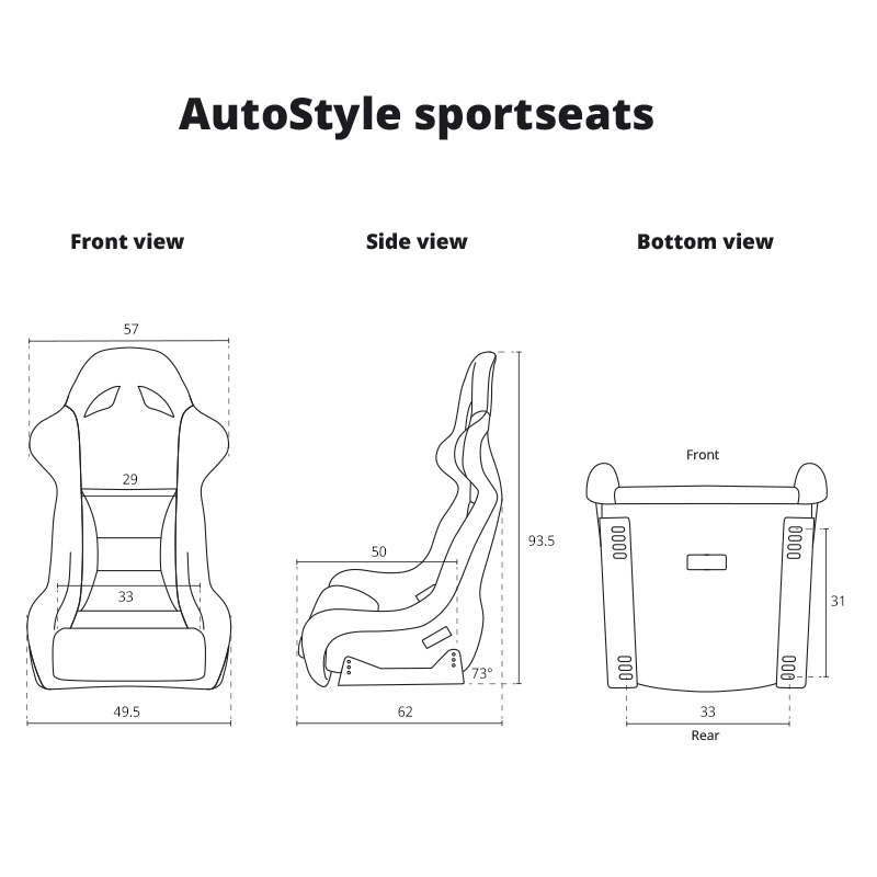 Sportstoel 'BS8' - Zwart - Vaste polyester rugleuning - incl. sledes
