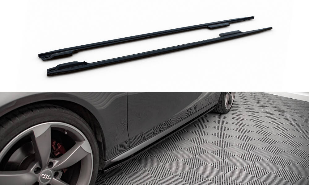 Zijskirts Audi A4 S-Line / S4 B8 FL Maxton Glans Zwart