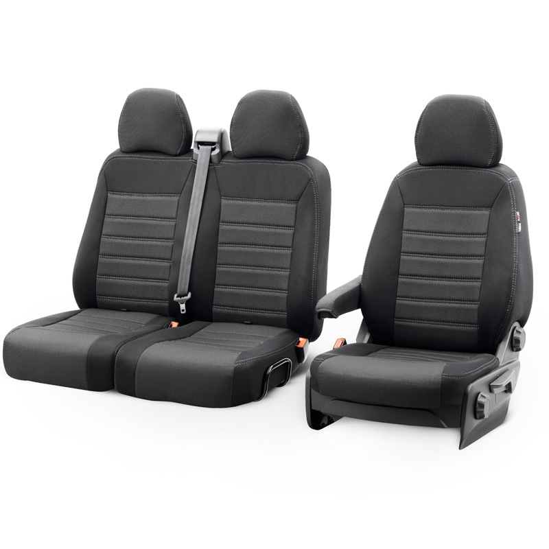 Original Design Stoffen Stoelhoezenset 2+1  Renault Trafic/Fiat Talento/Nissan NV300/Opel Vivaro 2014- (split in rug bank)