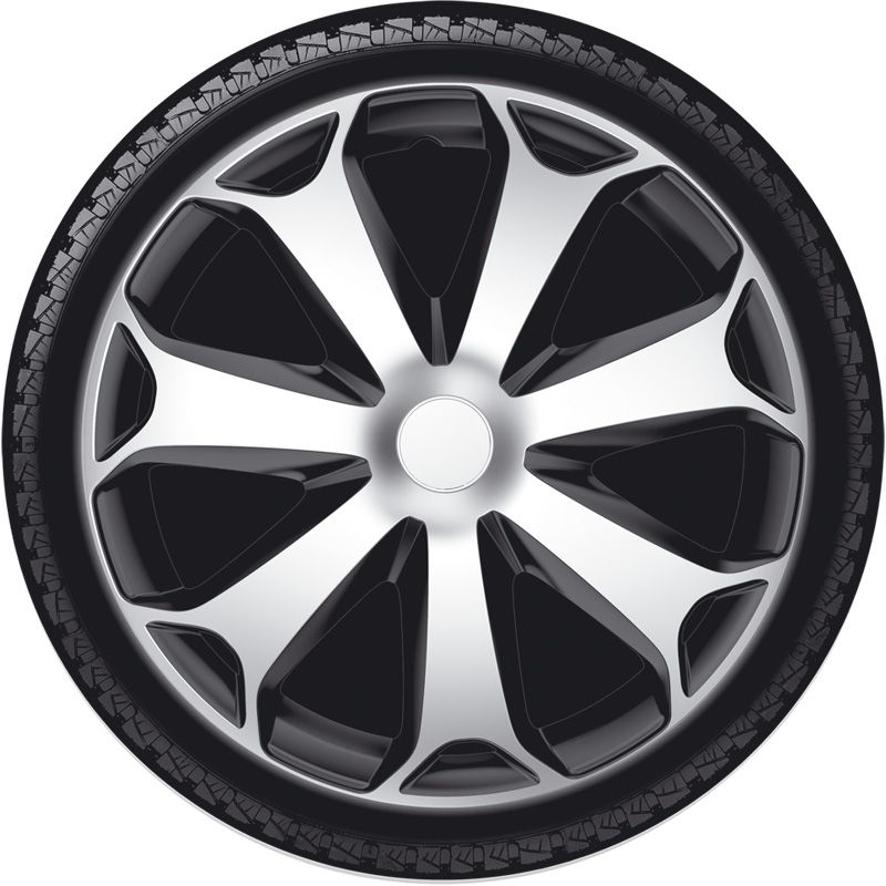 4-Delige Wieldoppenset Mega 14-inch zilver/zwart