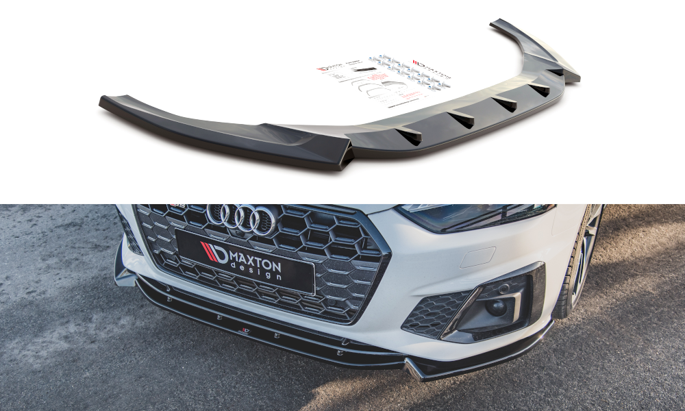 Voorspoiler V.2 Audi A5 S-Line S5 F5 FL Maxton Glans Zwart