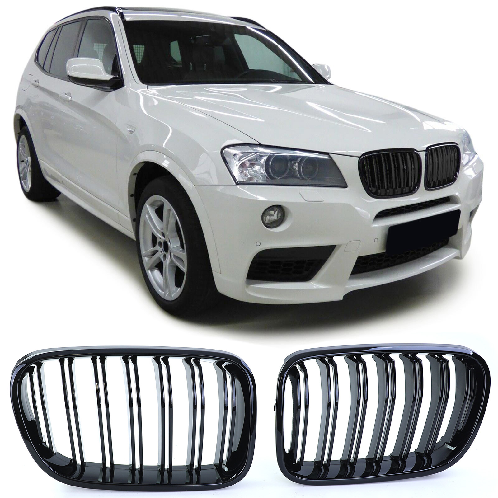 Grill Nieren BMW X3 F25 10-14 Glans  Zwart