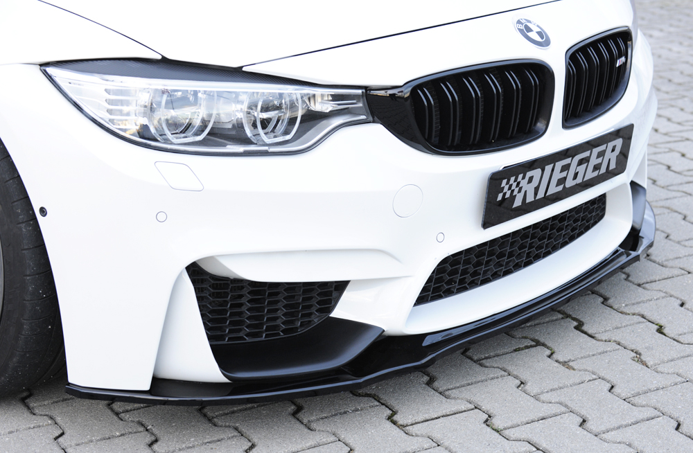 Voorspoiler BMW M3 F80 / M4 F82 F83 Rieger Glans Zwart