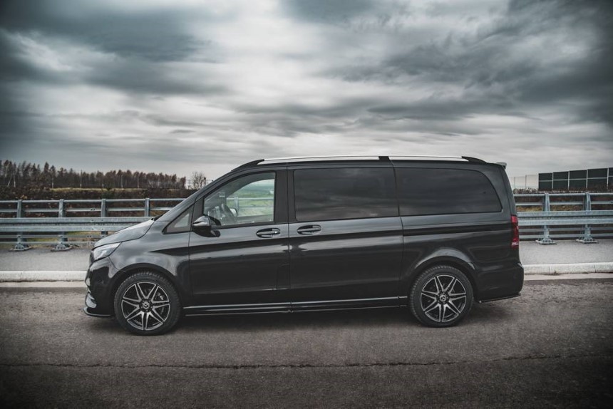 Zijskirts Mercedes V-Klasse W447 AMG-Line Maxton Design glans zwart