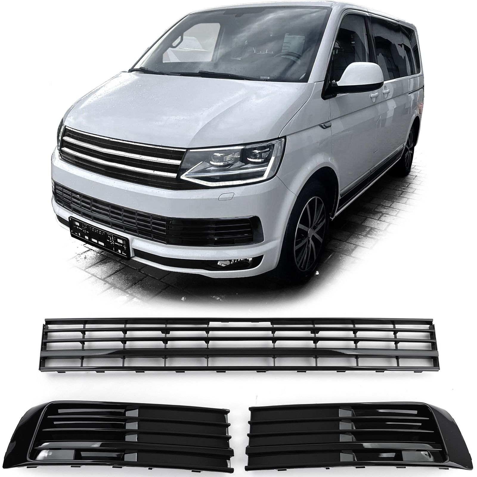 Grillen VW T6 Transporter Glans Zwart Onder