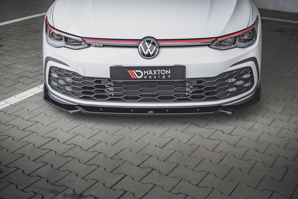 Voorspoiler V.2 Volkswagen Golf 8 GTI / R-Line Maxton Glans Zwart
