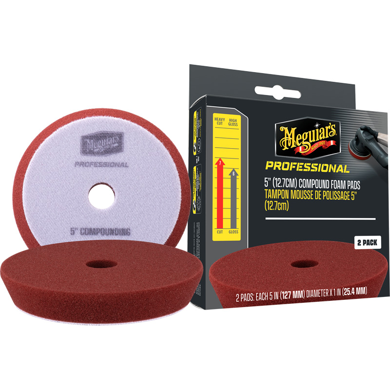 Meguiar's Professional Foam Compound Pads - 5'' diameter x 1'' (127mm x 25,4mm) - Rood - set van 2