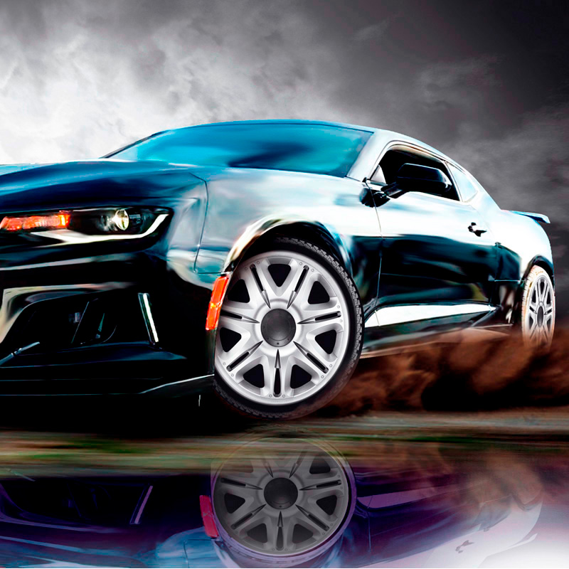 4-Delige J-Tec Wieldoppenset Nascar 14-inch zilver