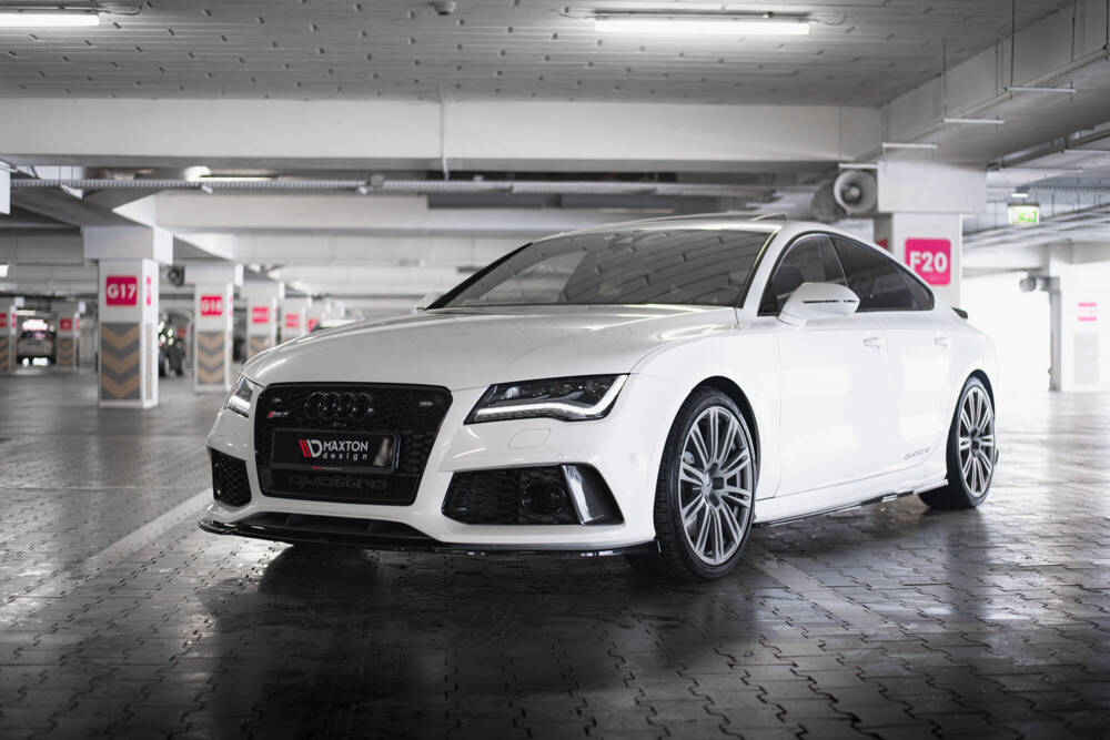 Voorspoiler V.3 Audi RS7 C7 FL Maxton Glans Zwart