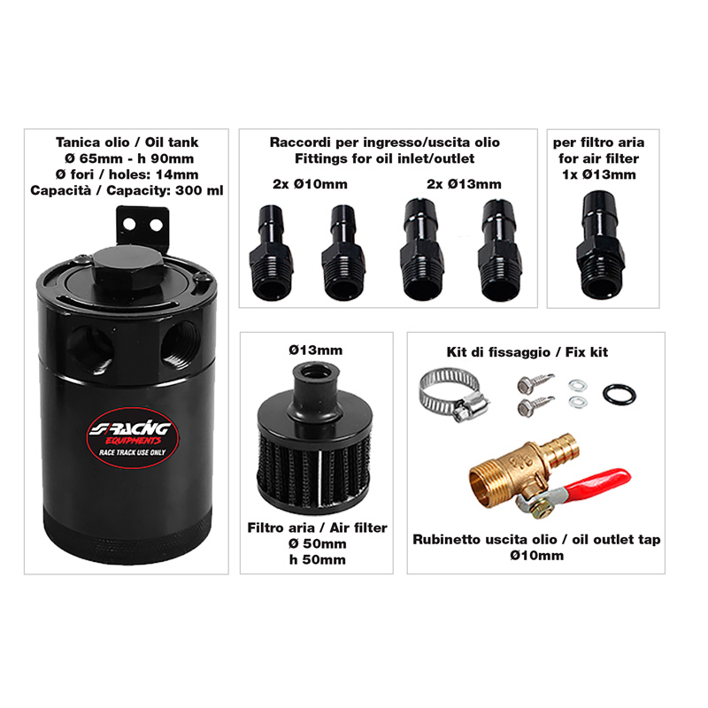 Simoni Racing Olie Catch-Tank 300ml - Zwart