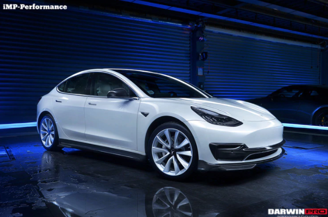 Tesla Model 3 IMP Style Carbon Fiber Zijskirts 2017-2021