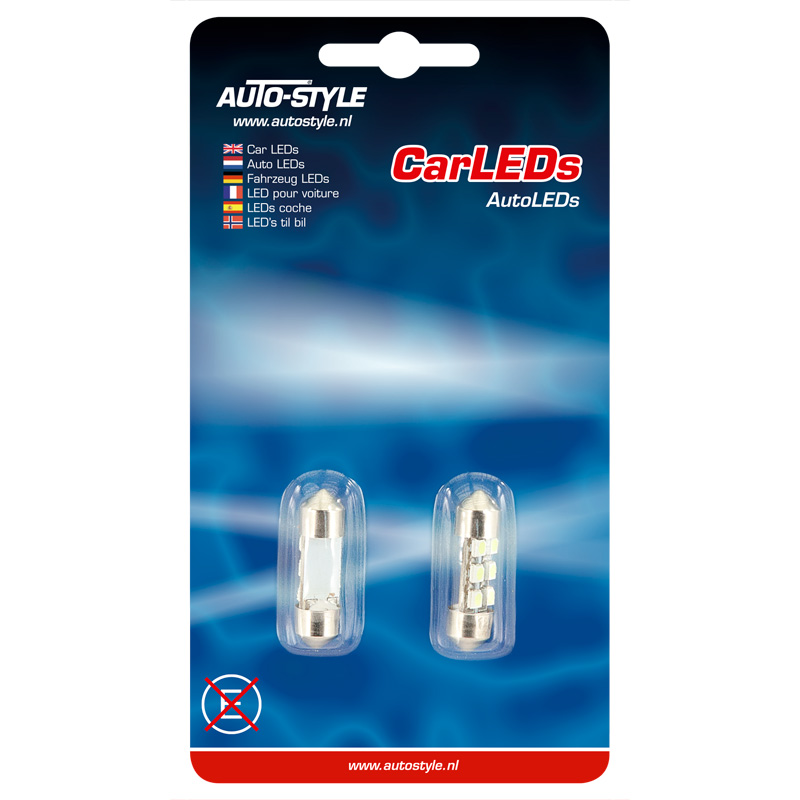 6Q LED/SMD Festoon Lampen Wit 31x10mm Set a 2 stuks