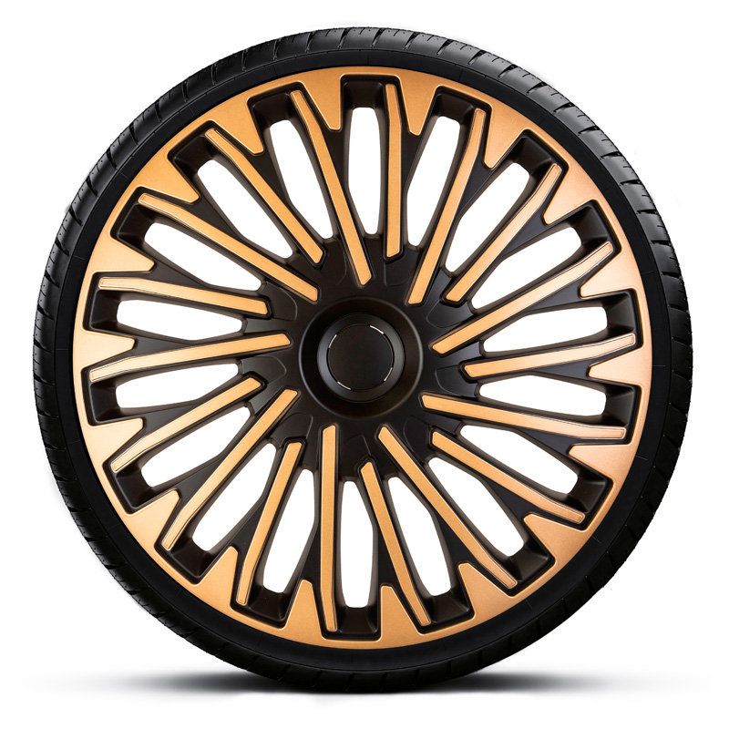 4-Delige Wieldoppenset Soho 16-inch zwart/goud